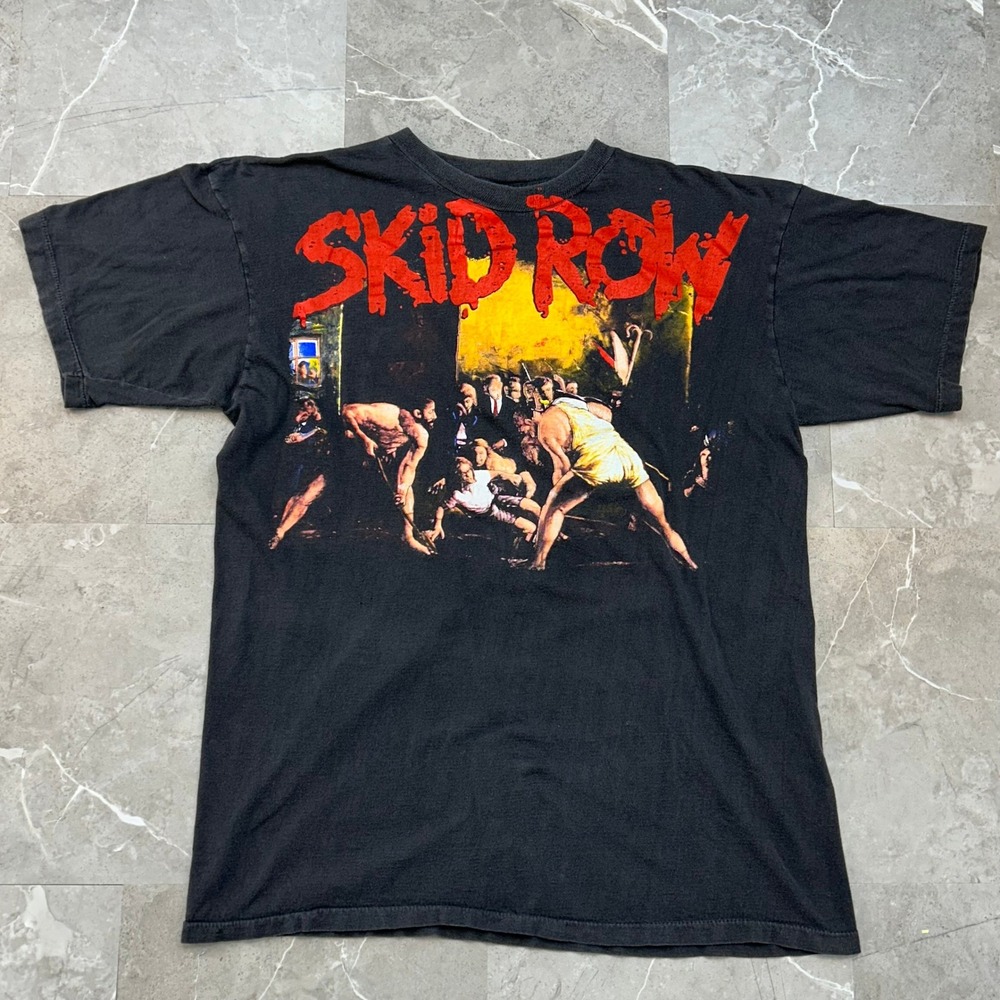Vintage Skid Row Slave To The Grind Graphic Tour Tee Mens XL Distressed Faded